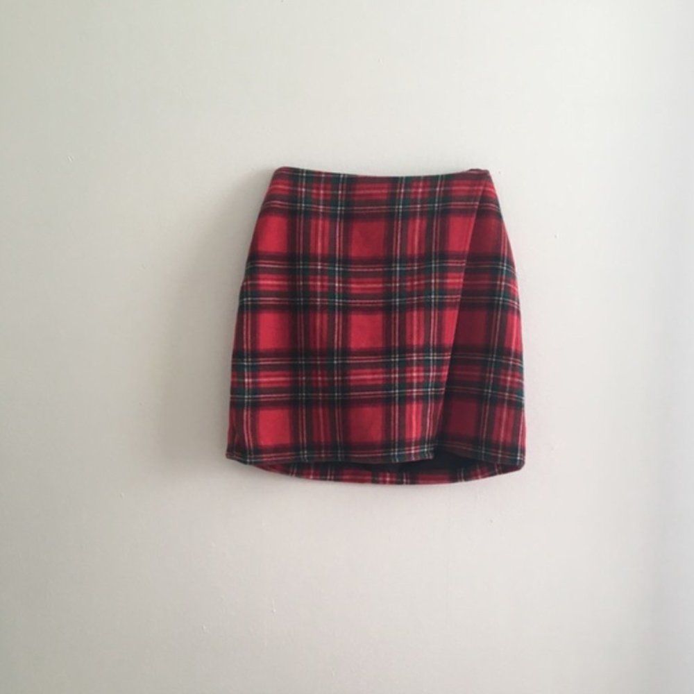 Hollister Red Plaid Skirt